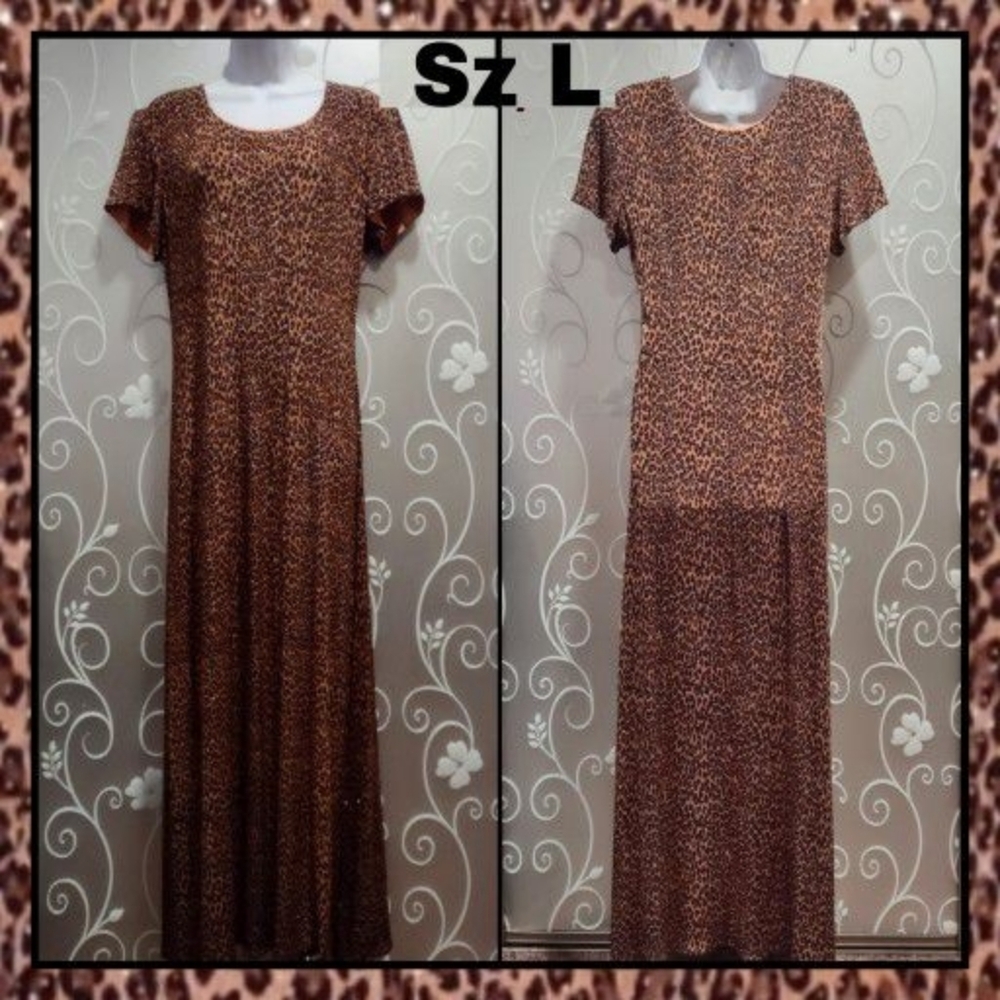 WOMENS METALLIC LEOPARD FORMAL DRESS SIZE L